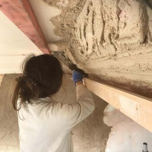 Running a Georgian cornice in situ using course sand and lime